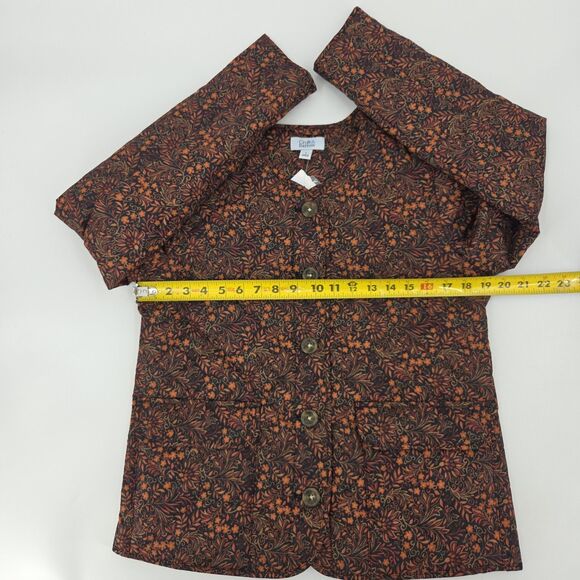 Croft & Barrel Quilted Jacket Womens Size Small Floral Fall Winter Gorpcore - Picture 7 of 9